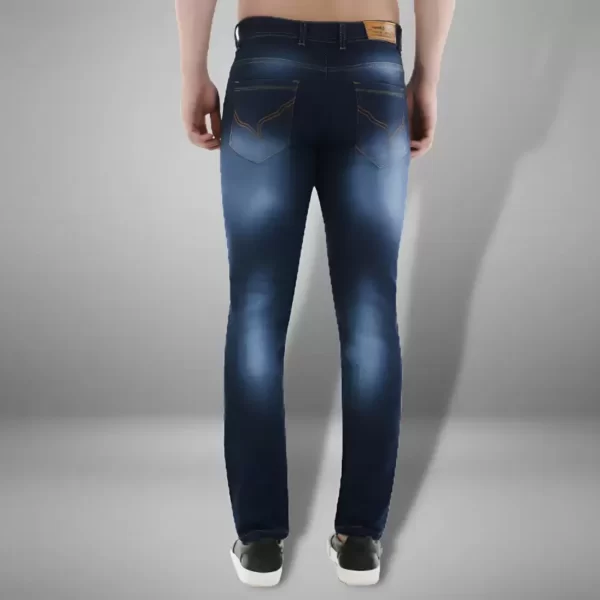 Men Slim Mid Rise Dark Blue Jeans - Image 4