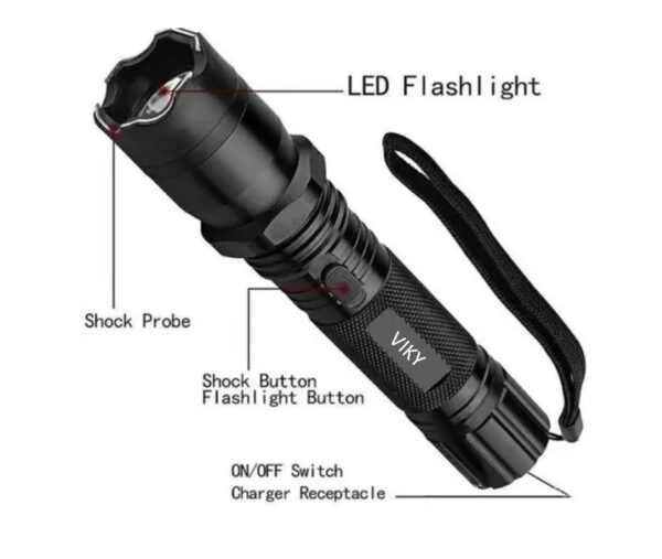 VIKY Heavy Duty Aluminum LED Flashlight with Stun Gun for Self Defense